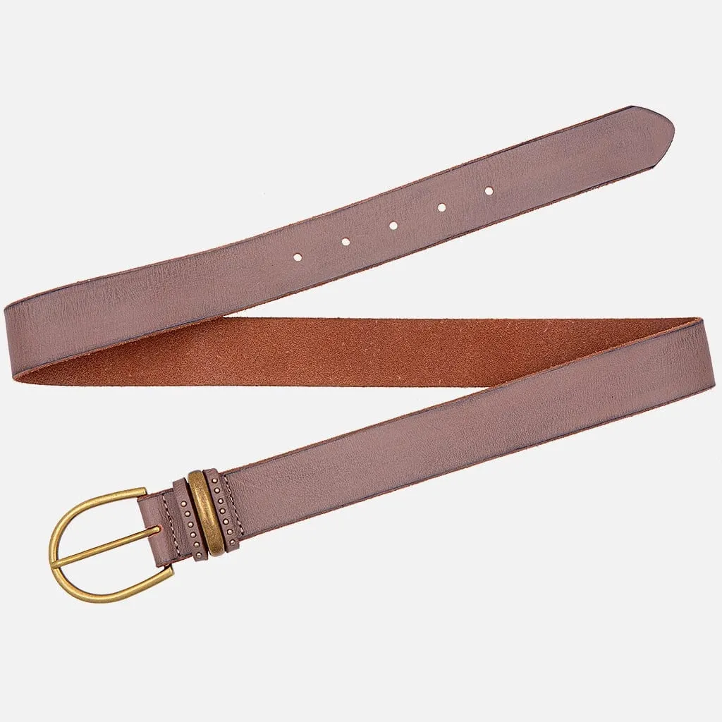 Amsterdam Heritage Norine Gold Buckle Stud Full Grain Leather Belt Women Mud