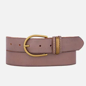 Amsterdam Heritage Norine Gold Buckle Stud Full Grain Leather Belt Women Mud