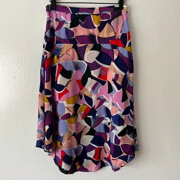 Anthropologie Maeve Ava Geo Print Multicolored Midi Skirt
