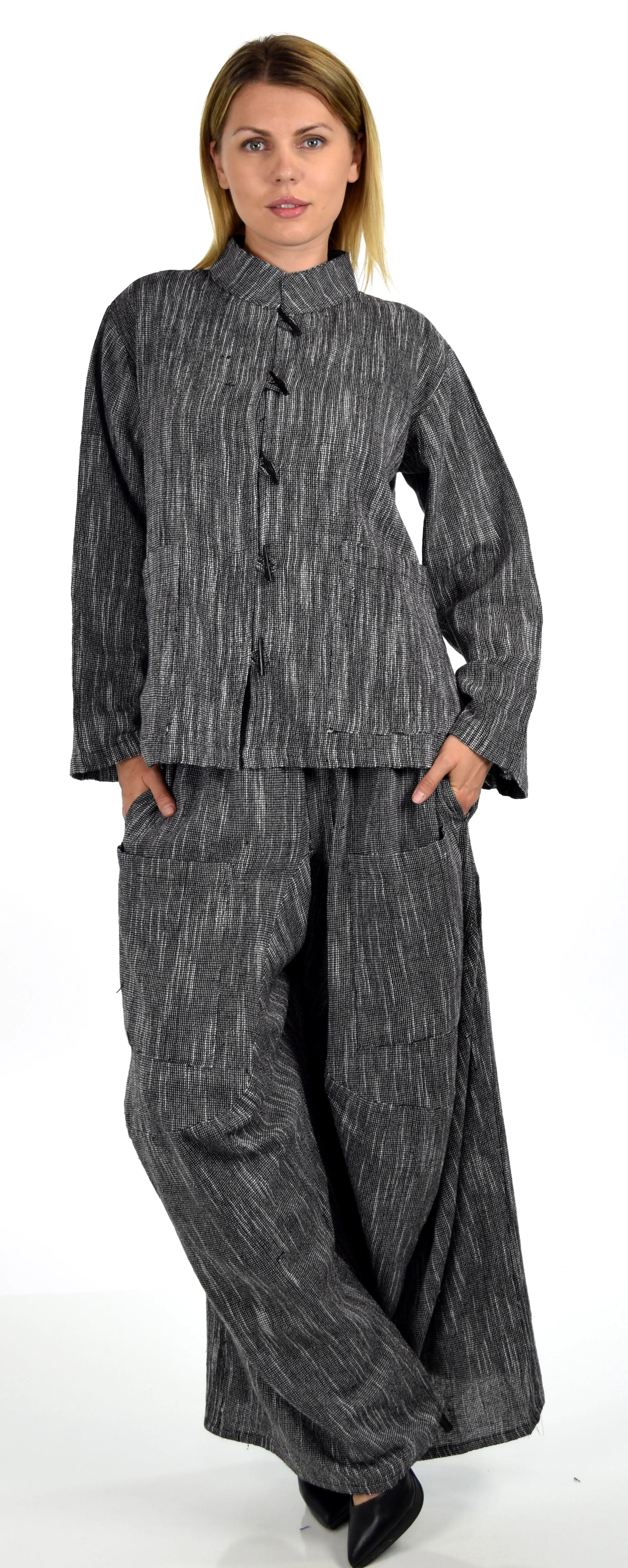 Artsy and Designer 2 PC Cotton Flex Pant Set, Hand Spun Pant Set,Cotton Flax Pant Set, 2 pc pant set, Lagenlook pant set