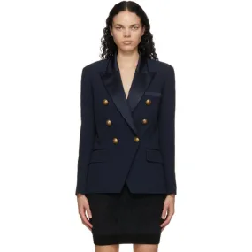 Balmain Navy Crepe Oversized Blazer