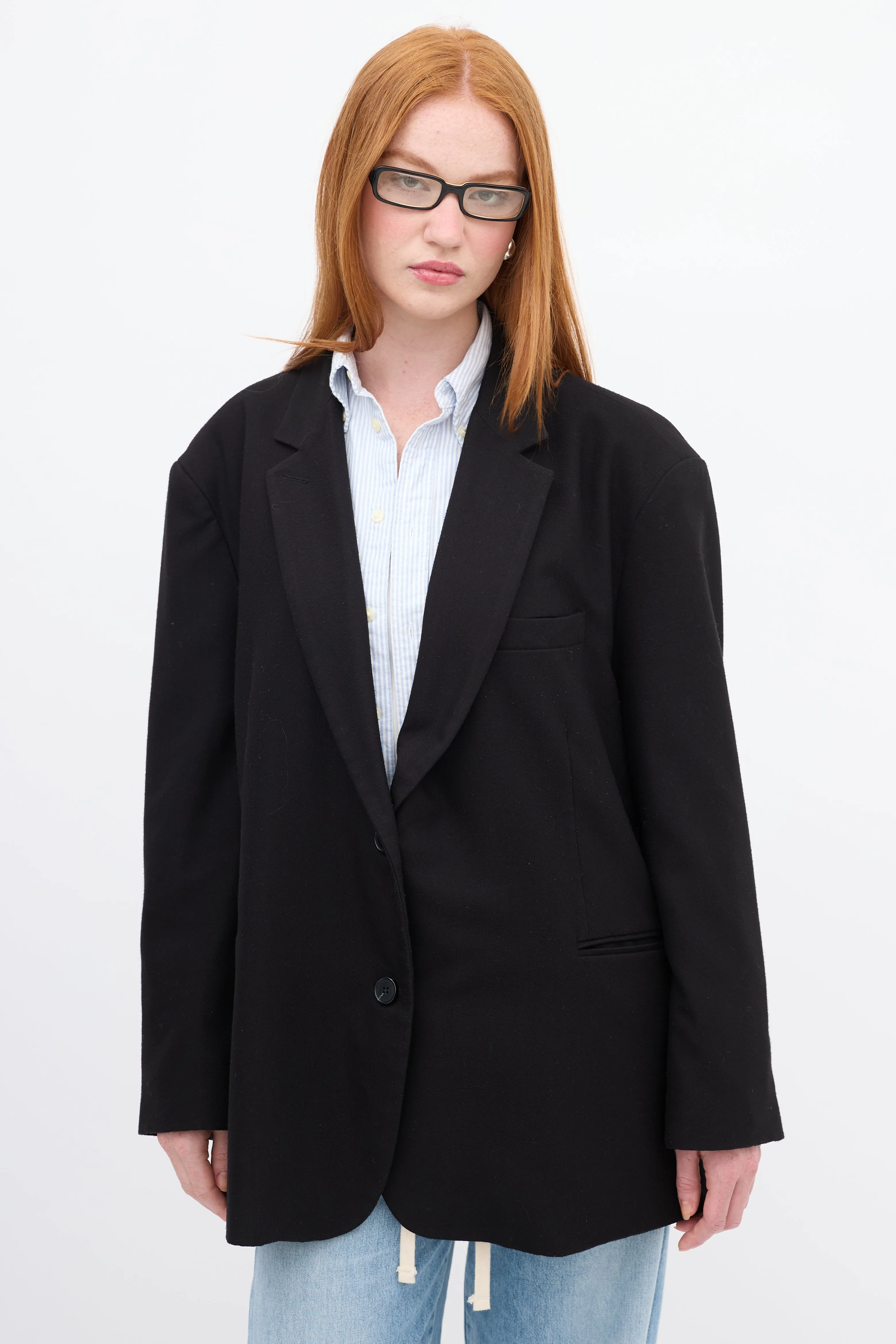 Black Oversized Boyfriend Blazer