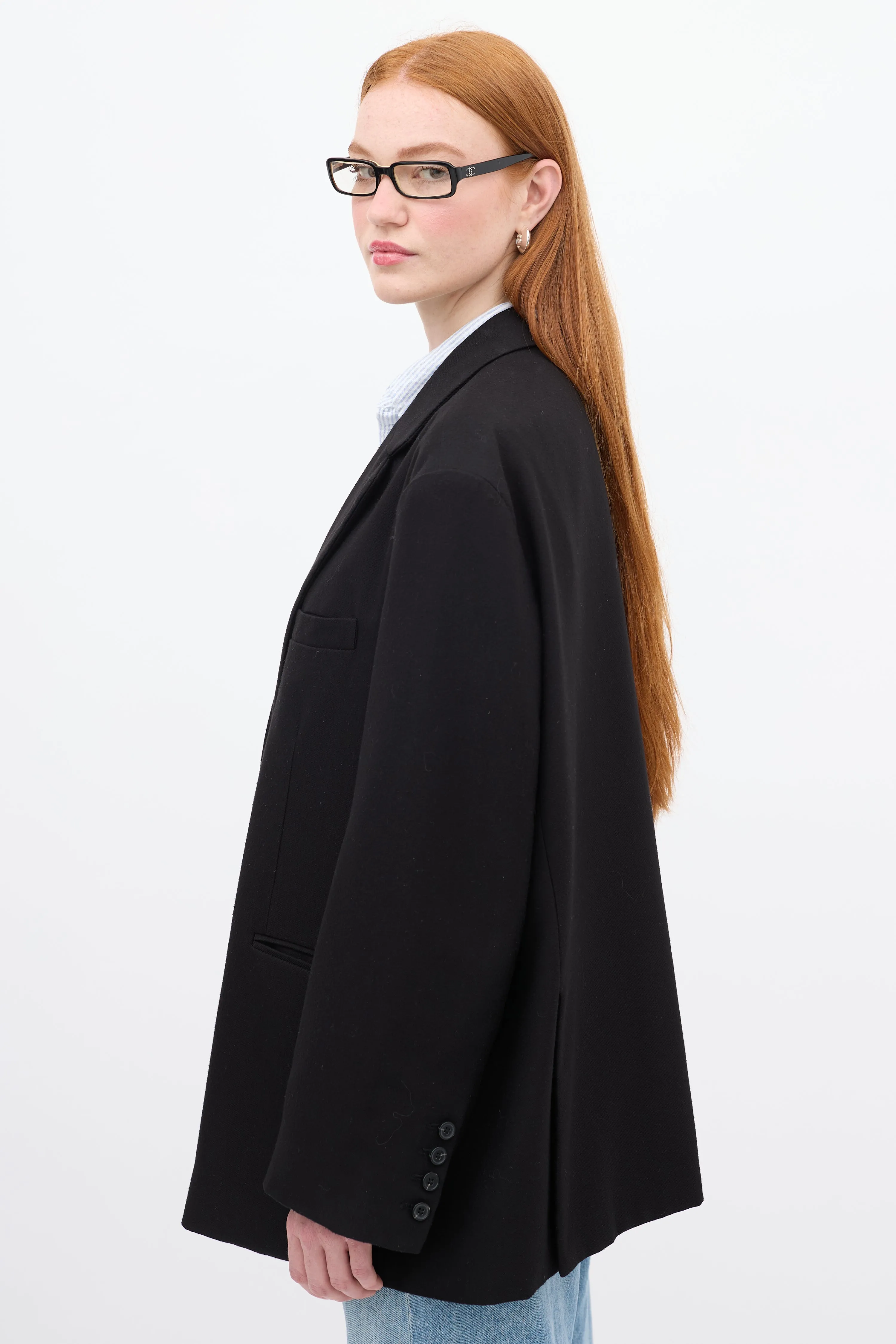 Black Oversized Boyfriend Blazer