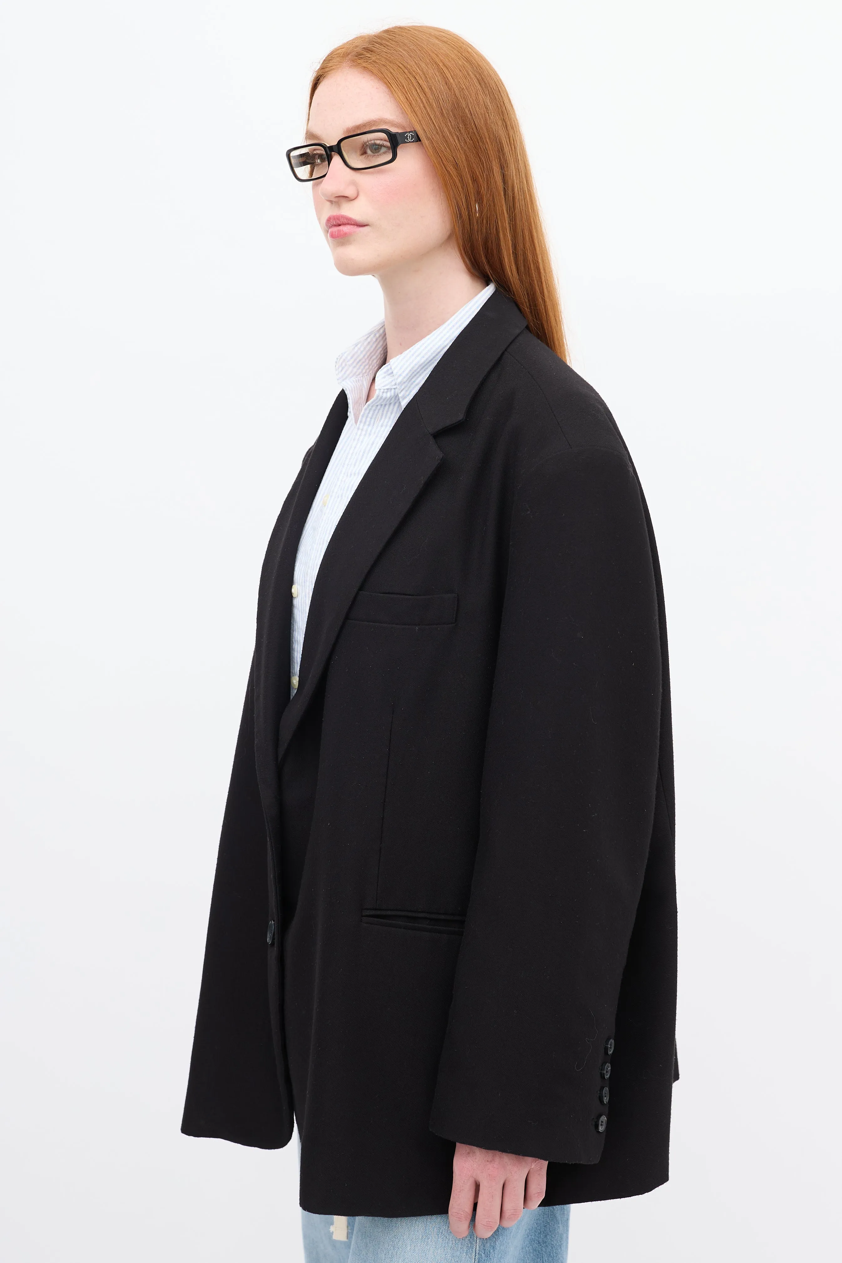 Black Oversized Boyfriend Blazer