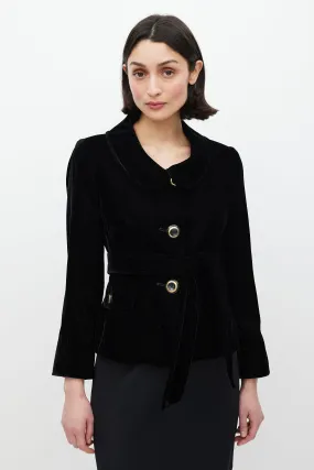 Black Velour Belted Jacket