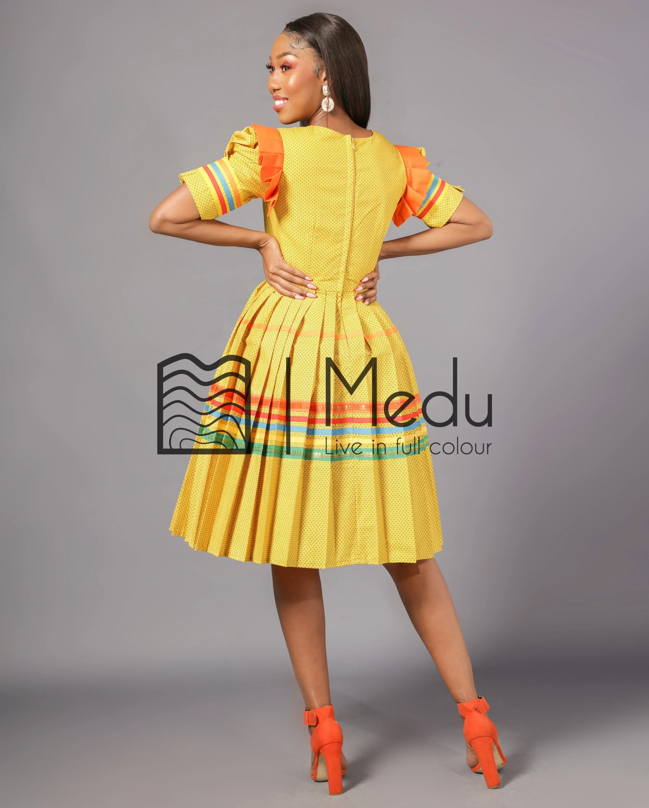 Boledi Pleated Dress in Yellow