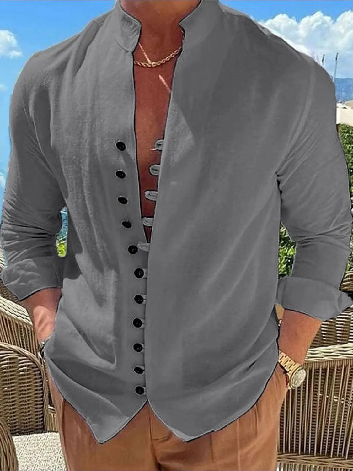 Button Front Long Sleeve