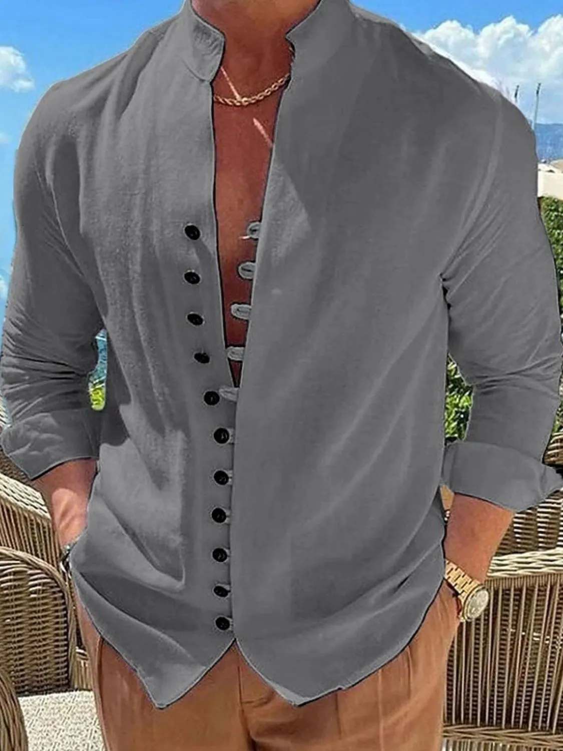 Button Front Long Sleeve