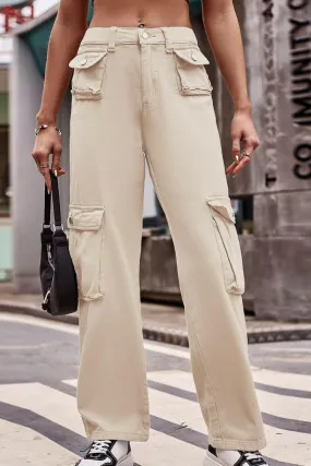 Buttoned knee pocket denim jeans