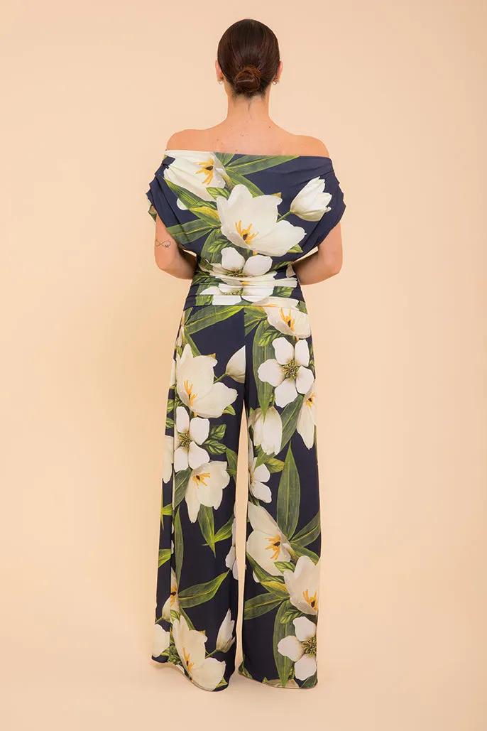 Carbon jumpsuit in navy Lily print