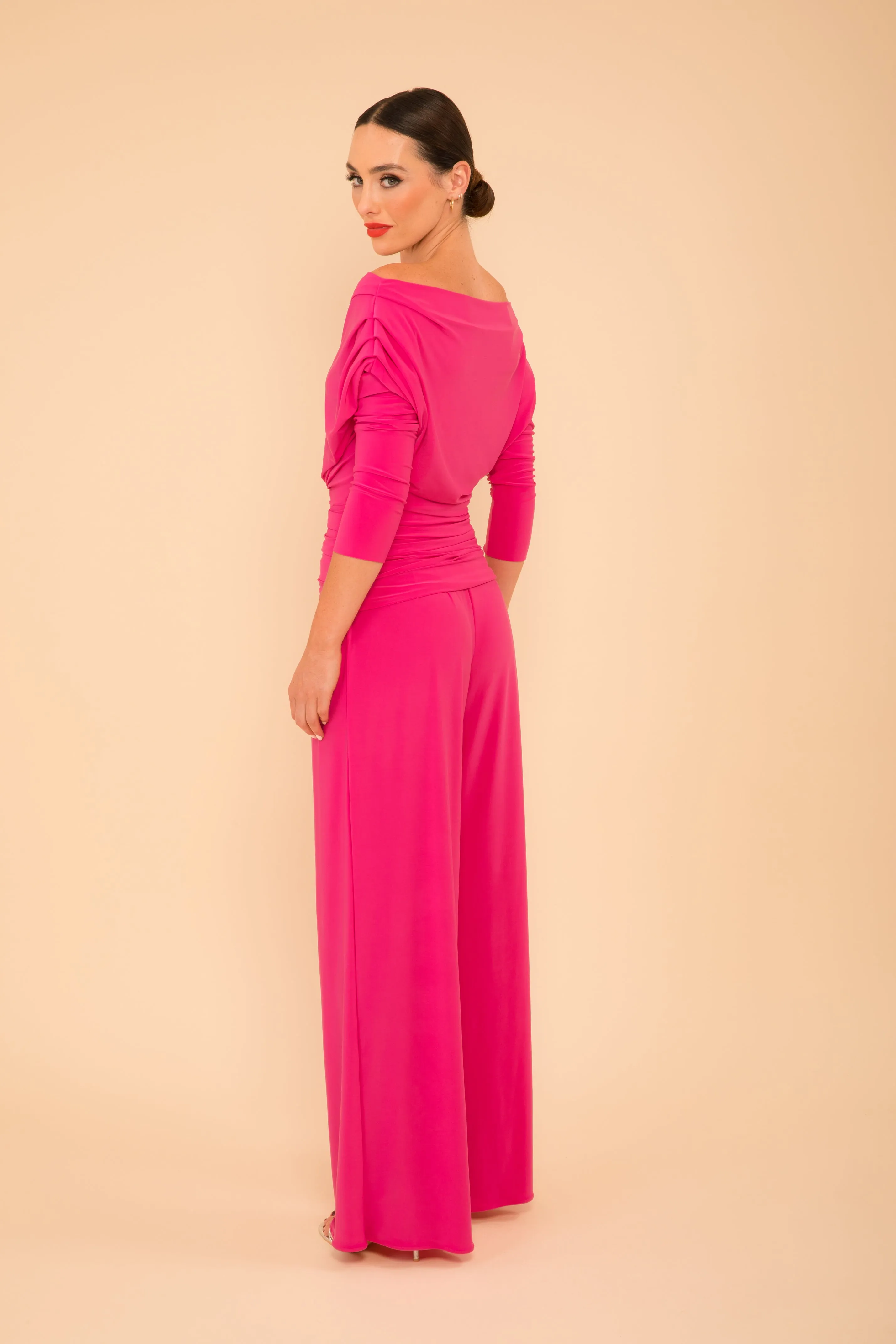 Carbon jumpsuit with sleeve in hot pink