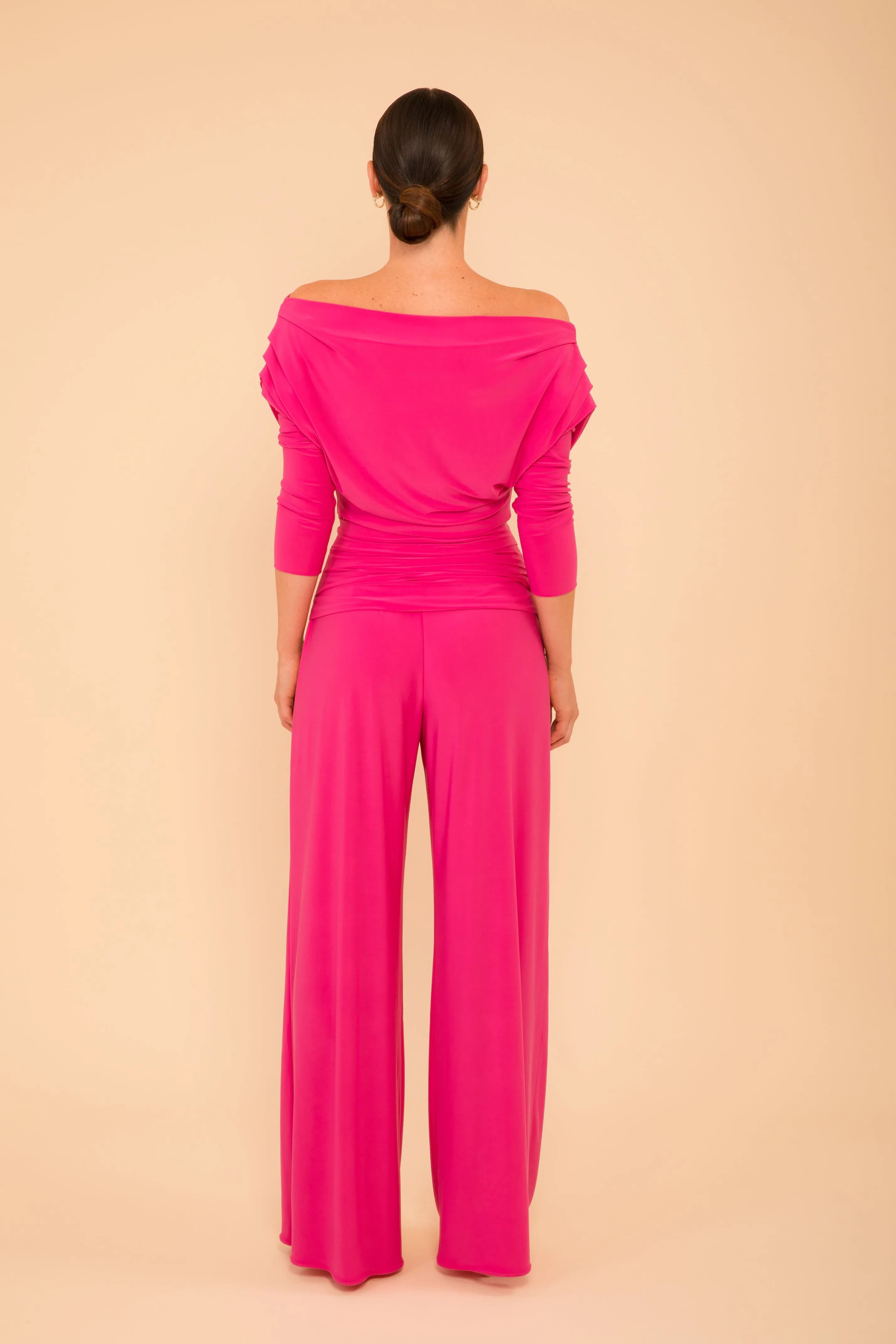 Carbon jumpsuit with sleeve in hot pink