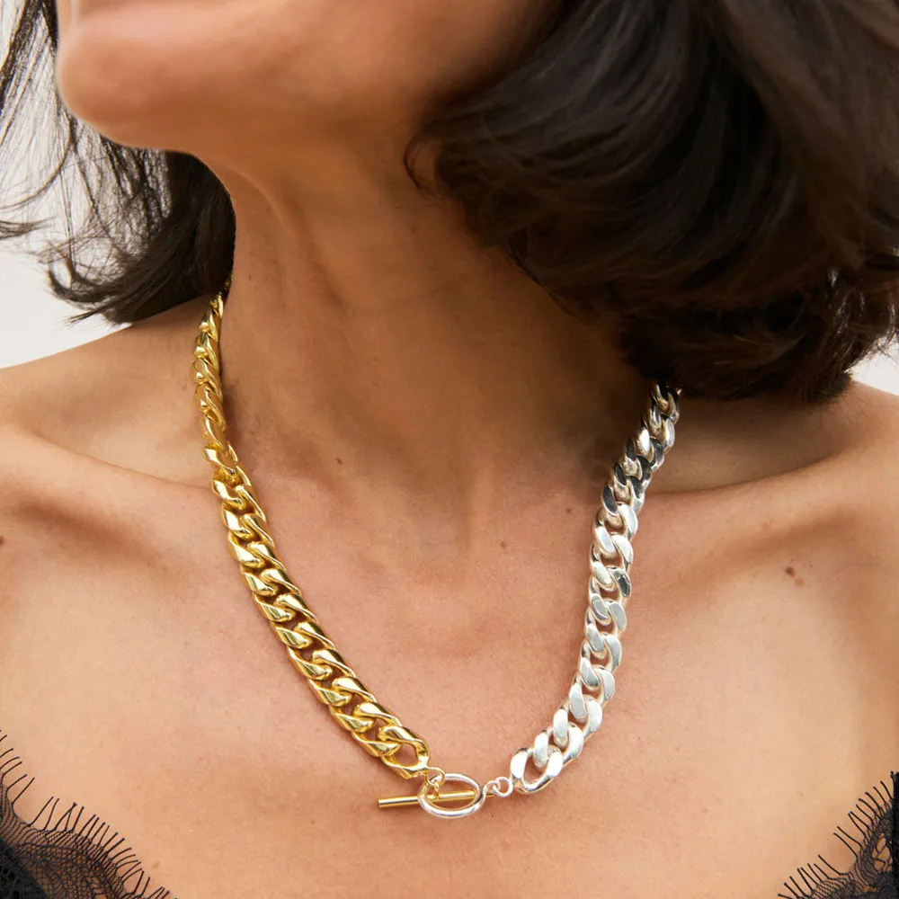 Celine Two Tone Chain Necklace - Gold & Silver