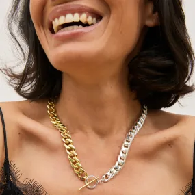 Celine Two Tone Chain Necklace - Gold & Silver