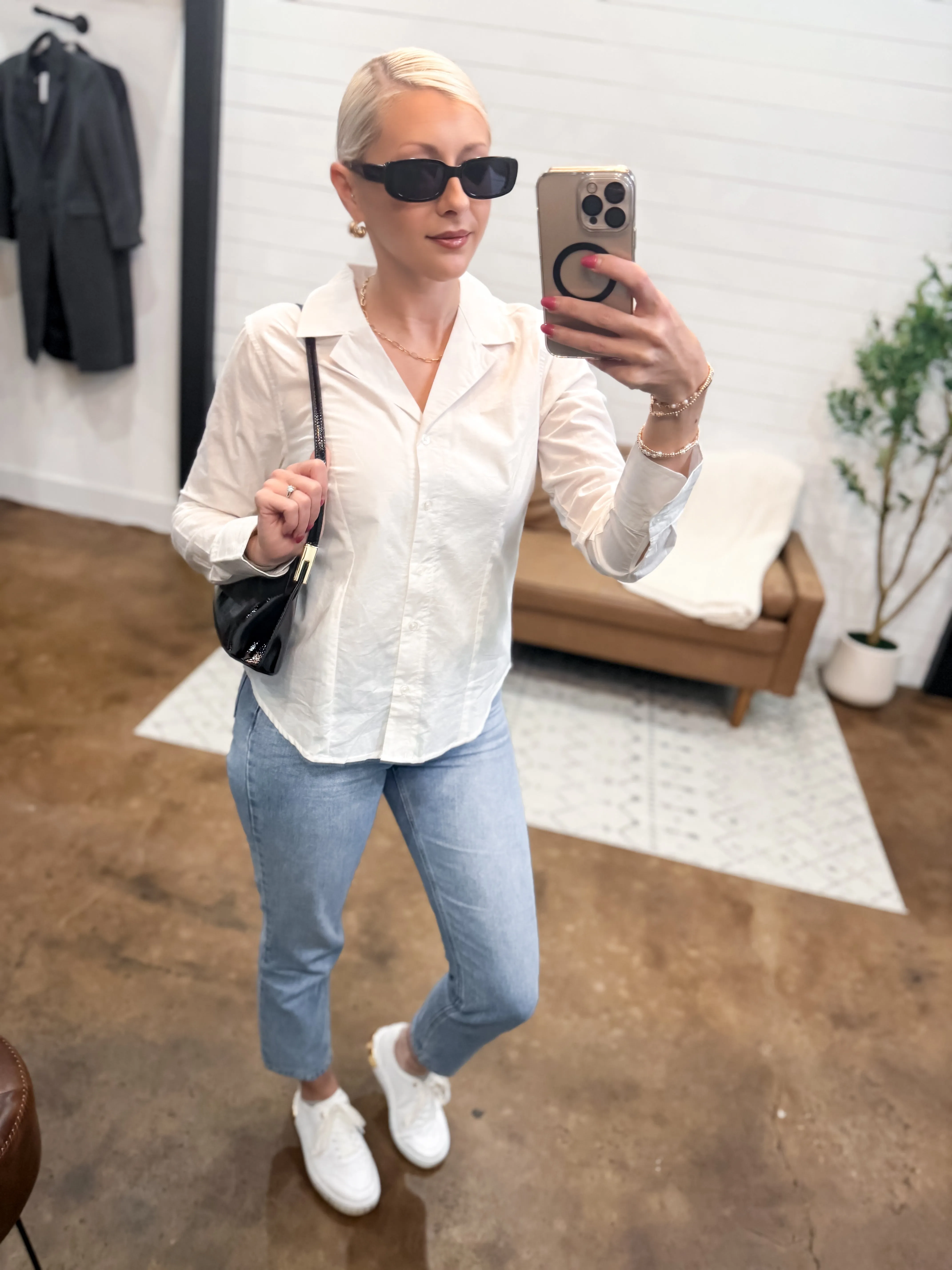 Cotton Button Up Shirt - DIONNE TOP