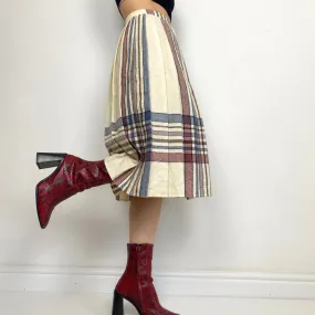 Cream Check Pleated Skirt - XS/S