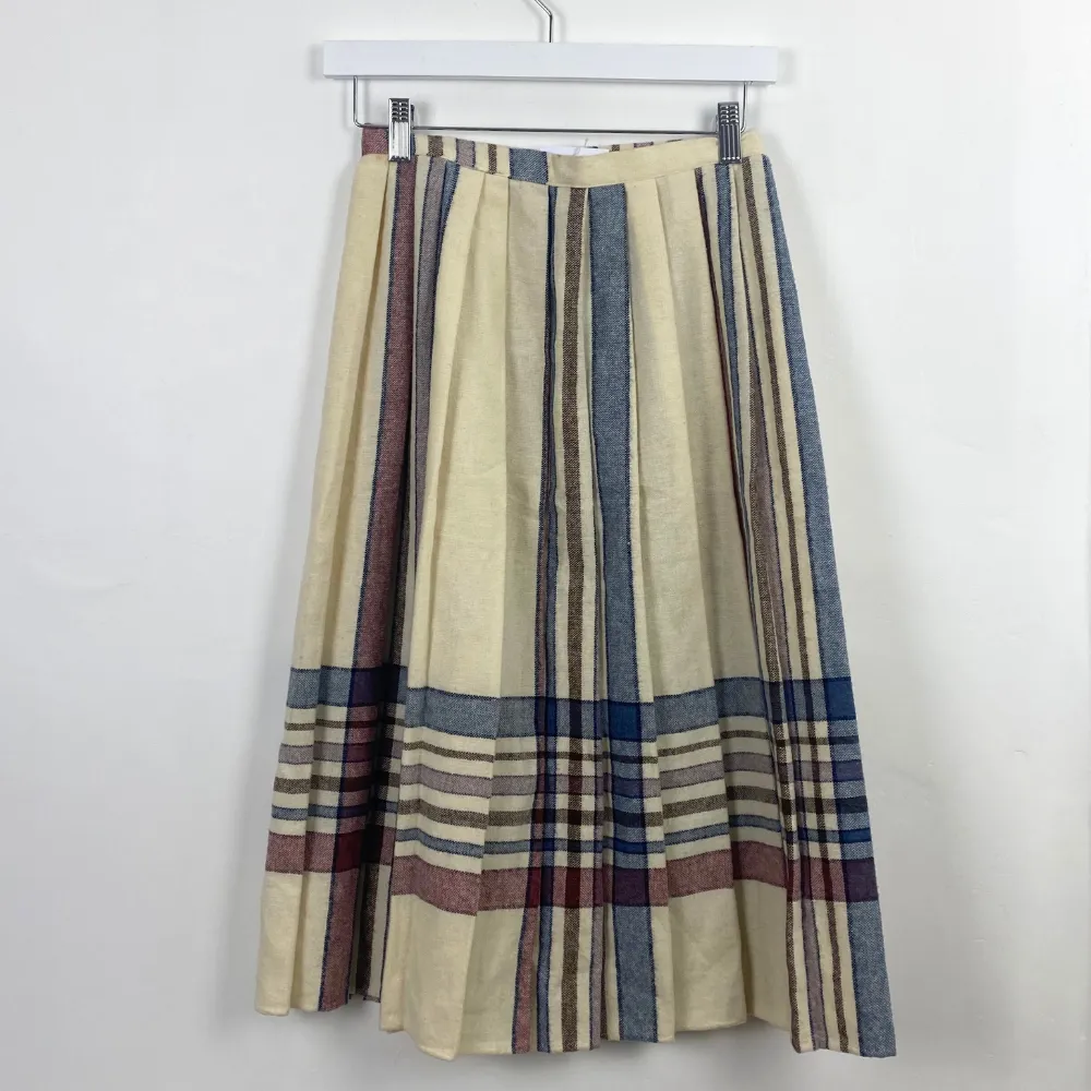 Cream Check Pleated Skirt - XS/S