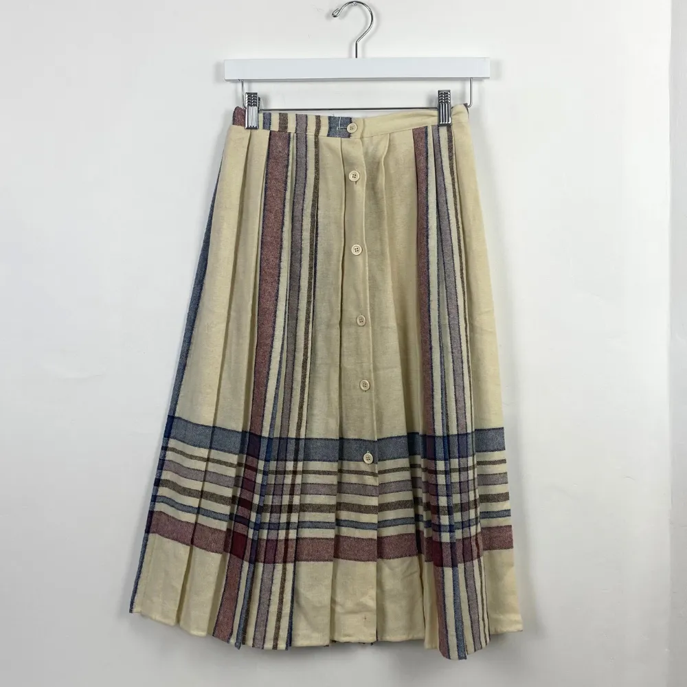 Cream Check Pleated Skirt - XS/S