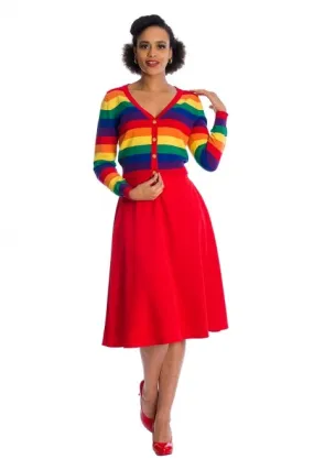 Dancing Days 50s Retro Love Wins Rainbow Striped V-neck Cardigan