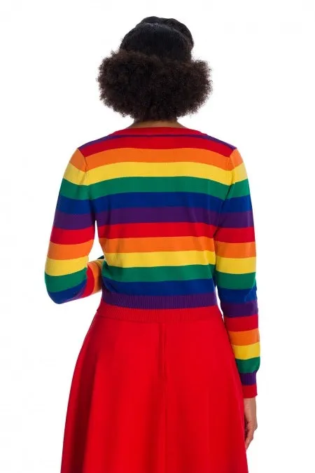 Dancing Days 50s Retro Love Wins Rainbow Striped V-neck Cardigan
