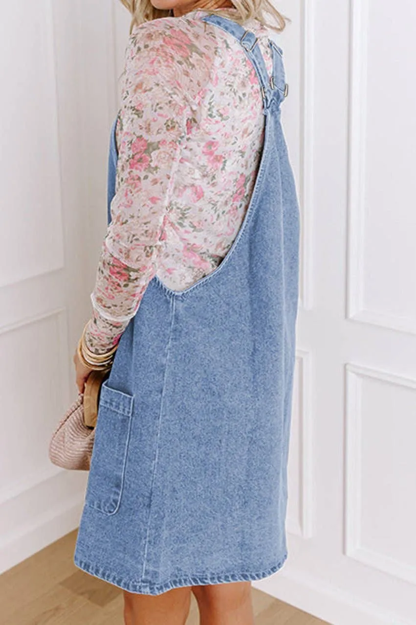 Denim Button Front Mini Dress