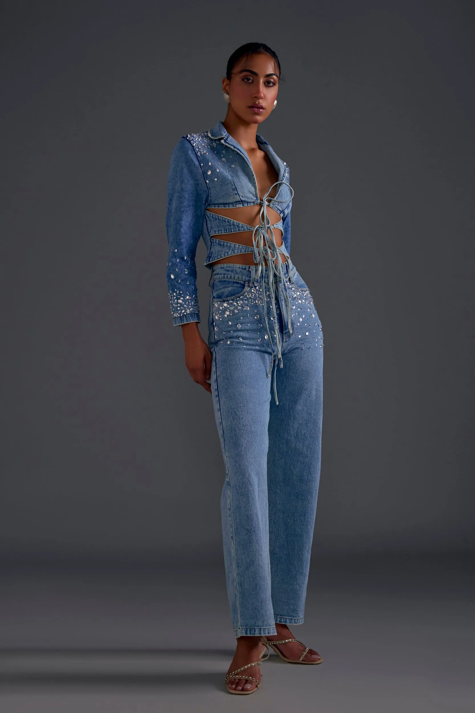 Embellished Wide Leg Jeans