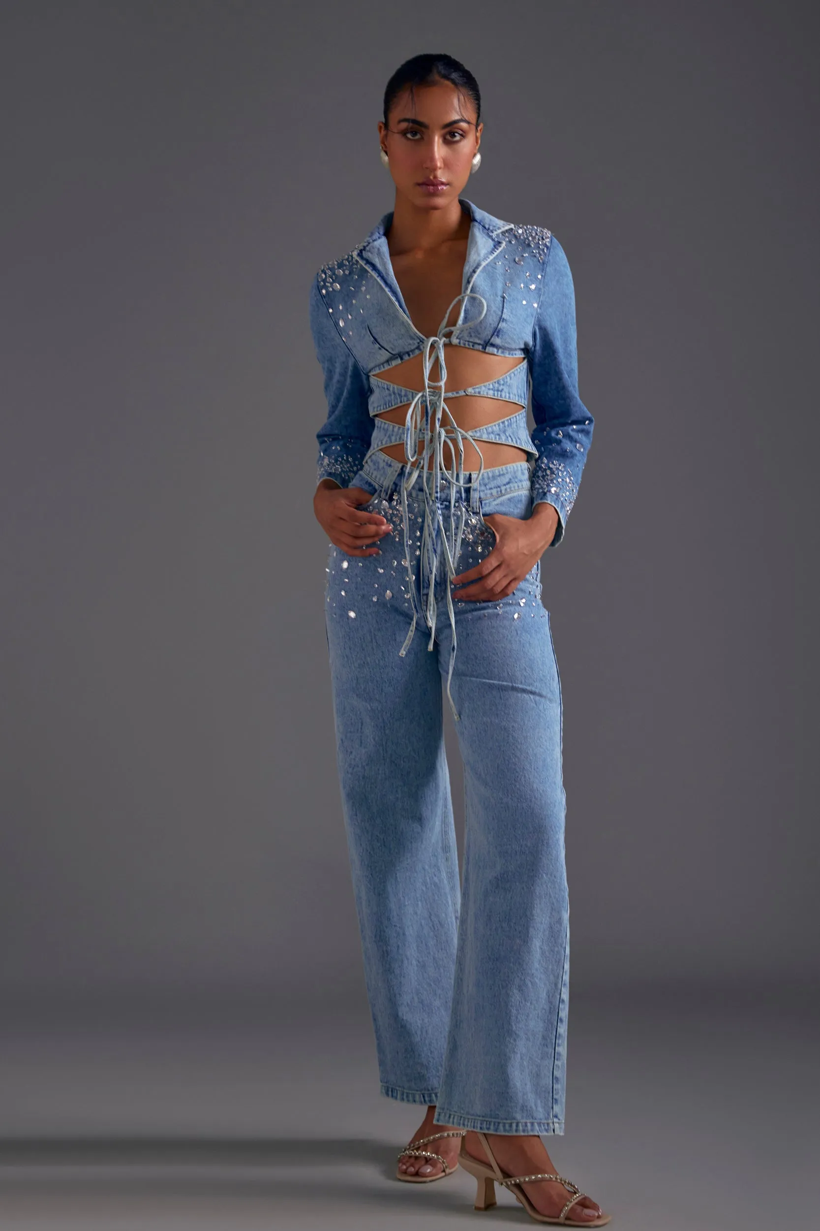 Embellished Wide Leg Jeans
