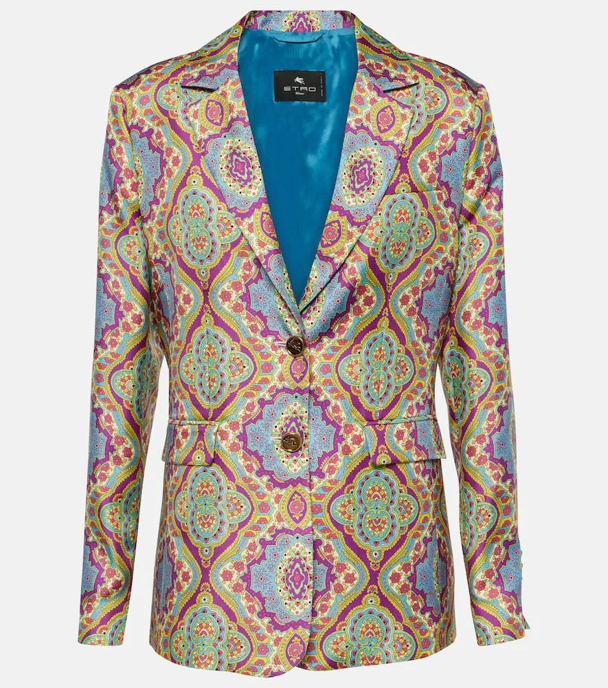 Etro Printed single-breasted silk blazer