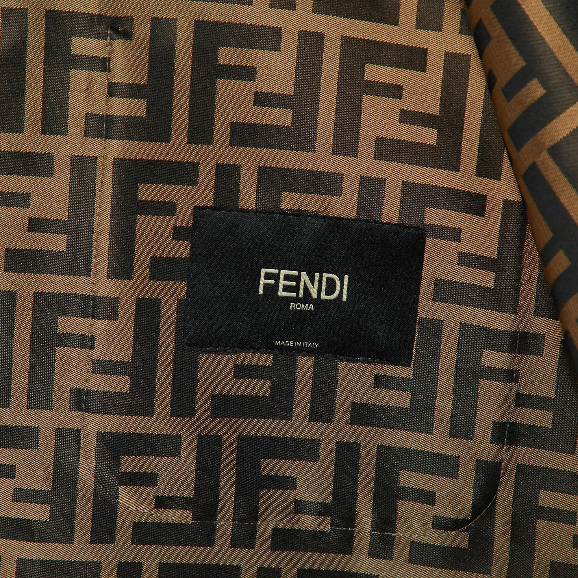 Fendi Beige Synthetic Button Front Coat