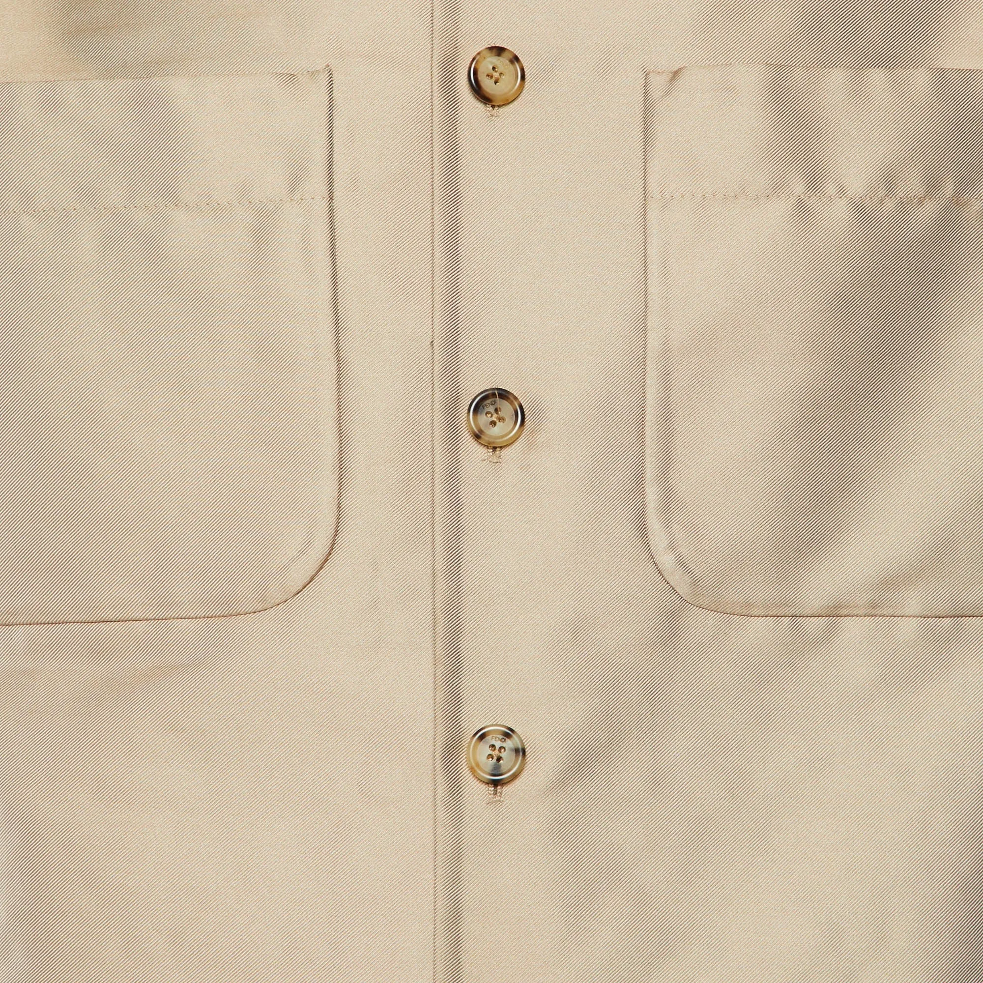 Fendi Beige Synthetic Button Front Coat