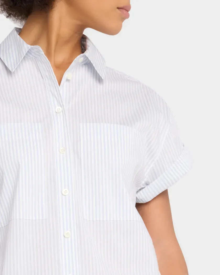 FRAME Stripe Short-Sleeve Button-Front Shirt