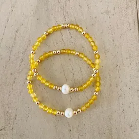 Gold Beads with Agate