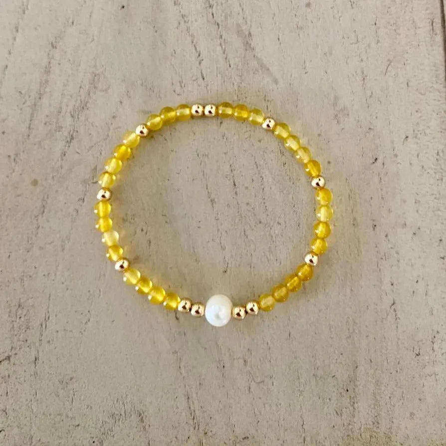 Gold Beads with Agate