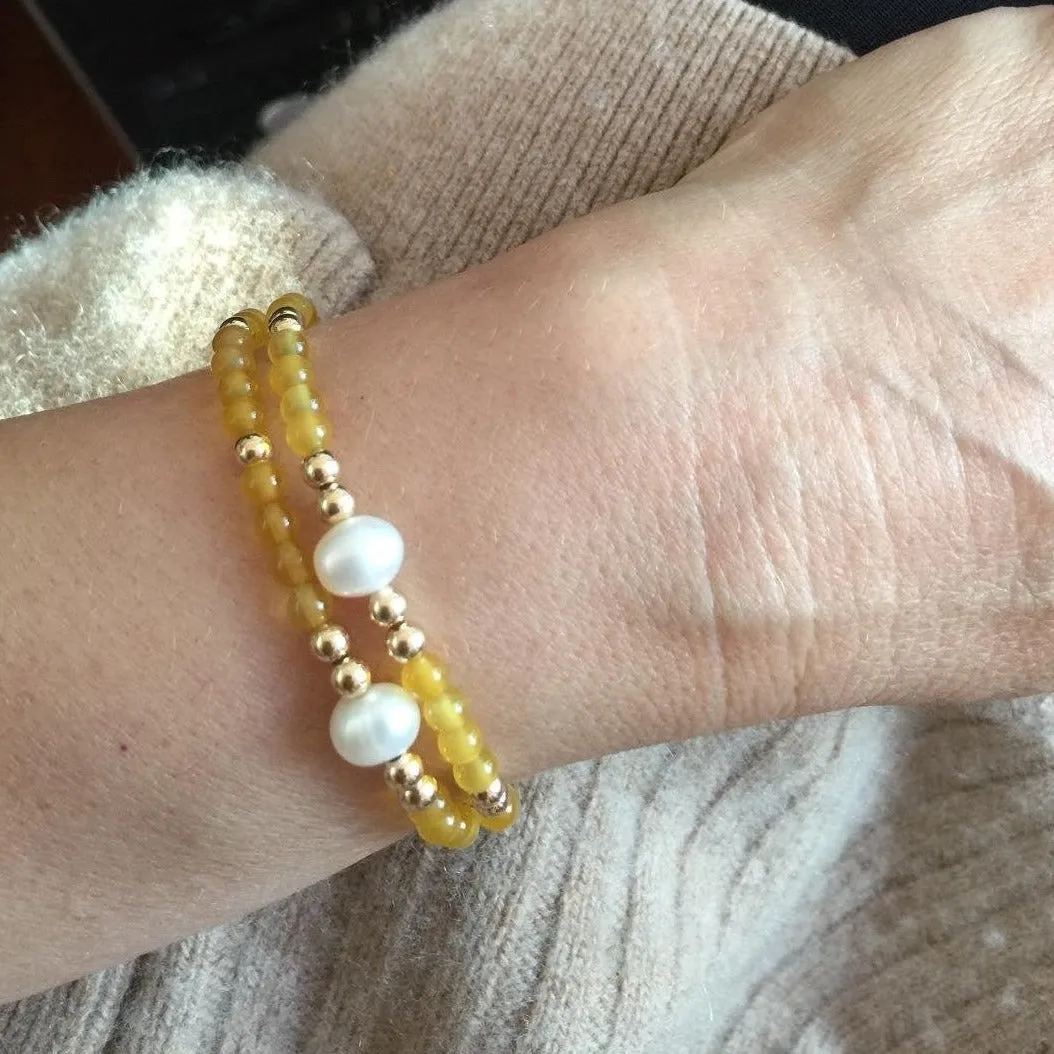 Gold Beads with Agate