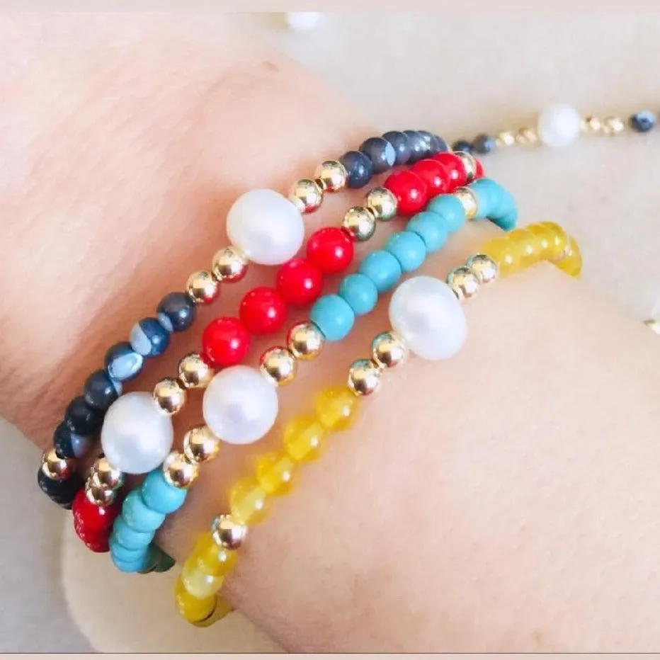 Gold Beads with Agate
