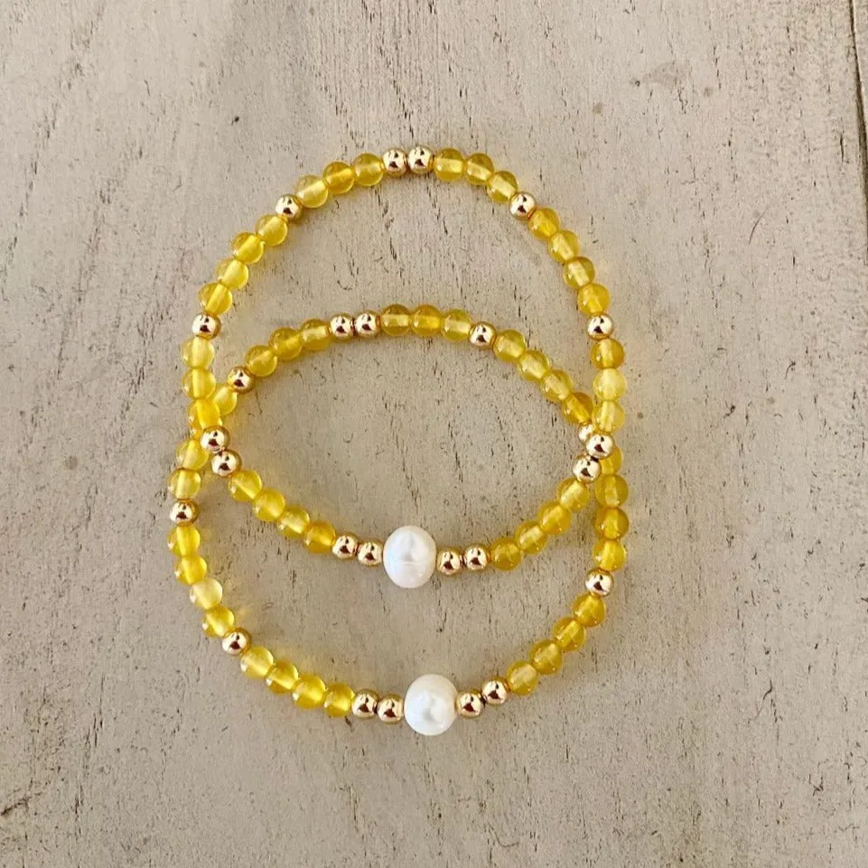 Gold Beads with Agate