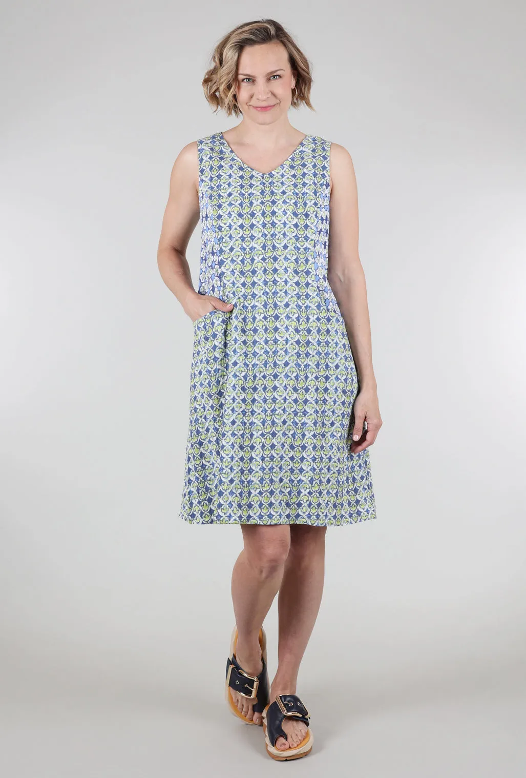 Ikat Mix Easy Pocket Dress, Garden