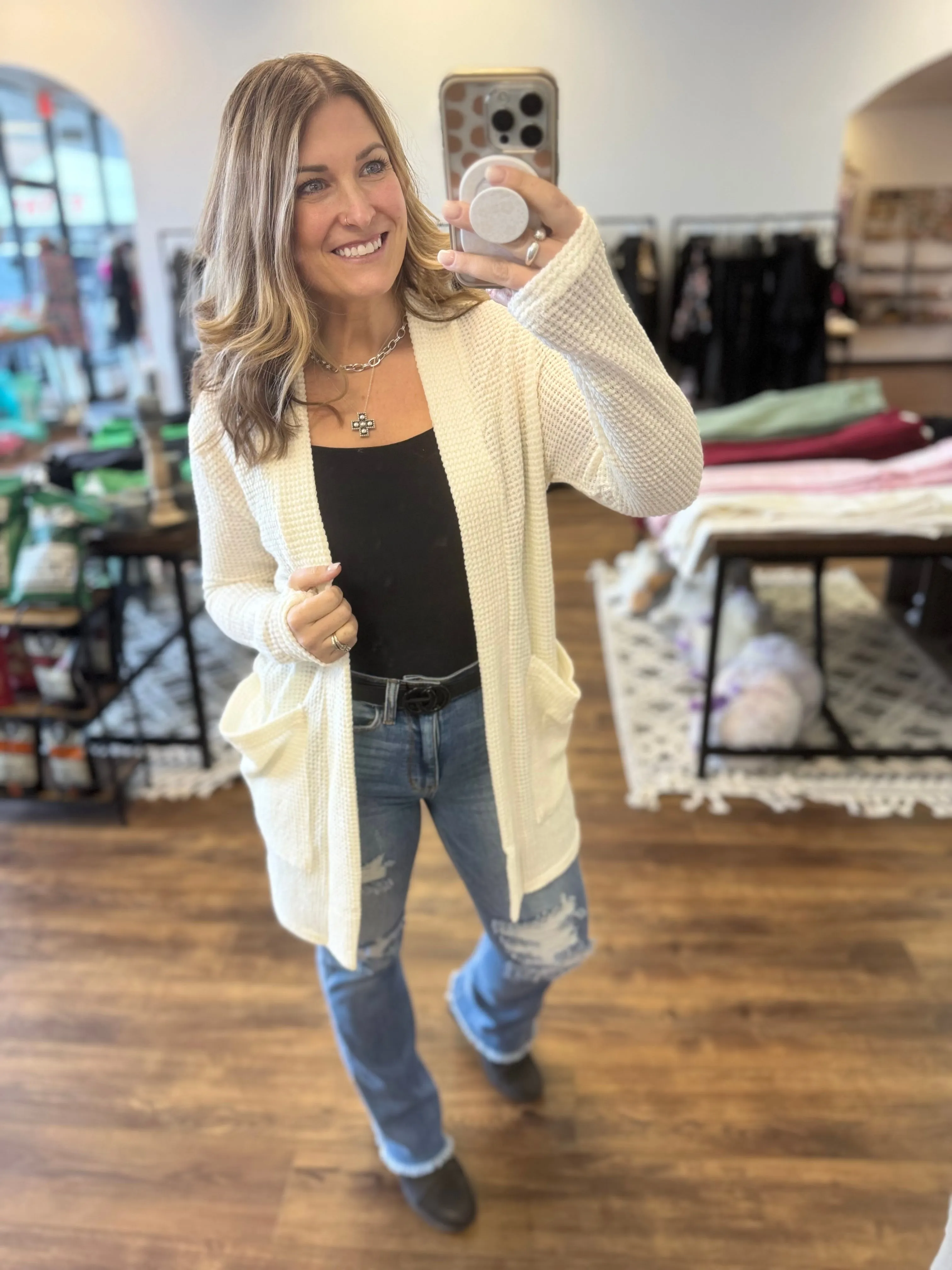 Lola Waffle Knit Cardigans with Thumbholes