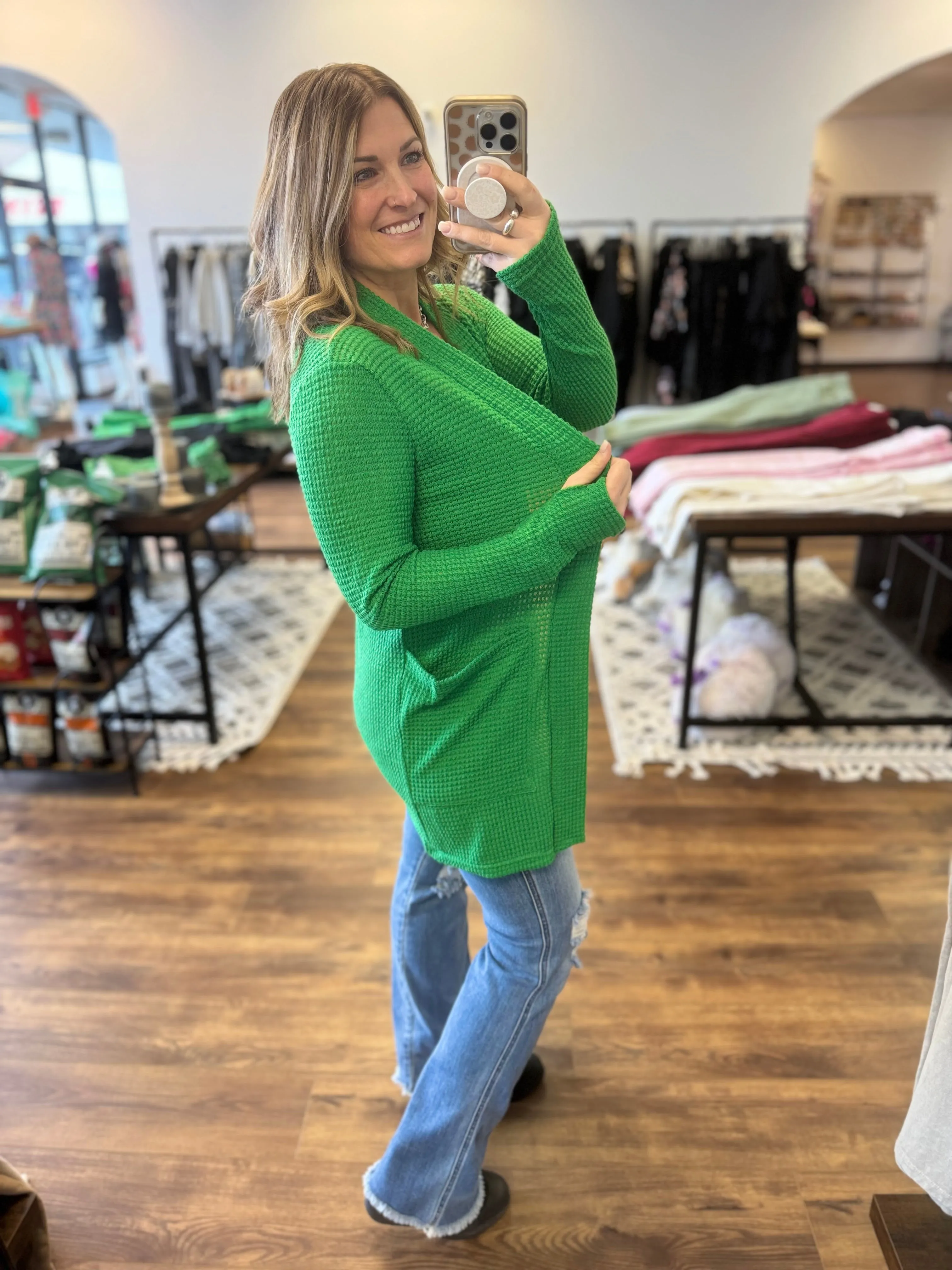 Lola Waffle Knit Cardigans with Thumbholes