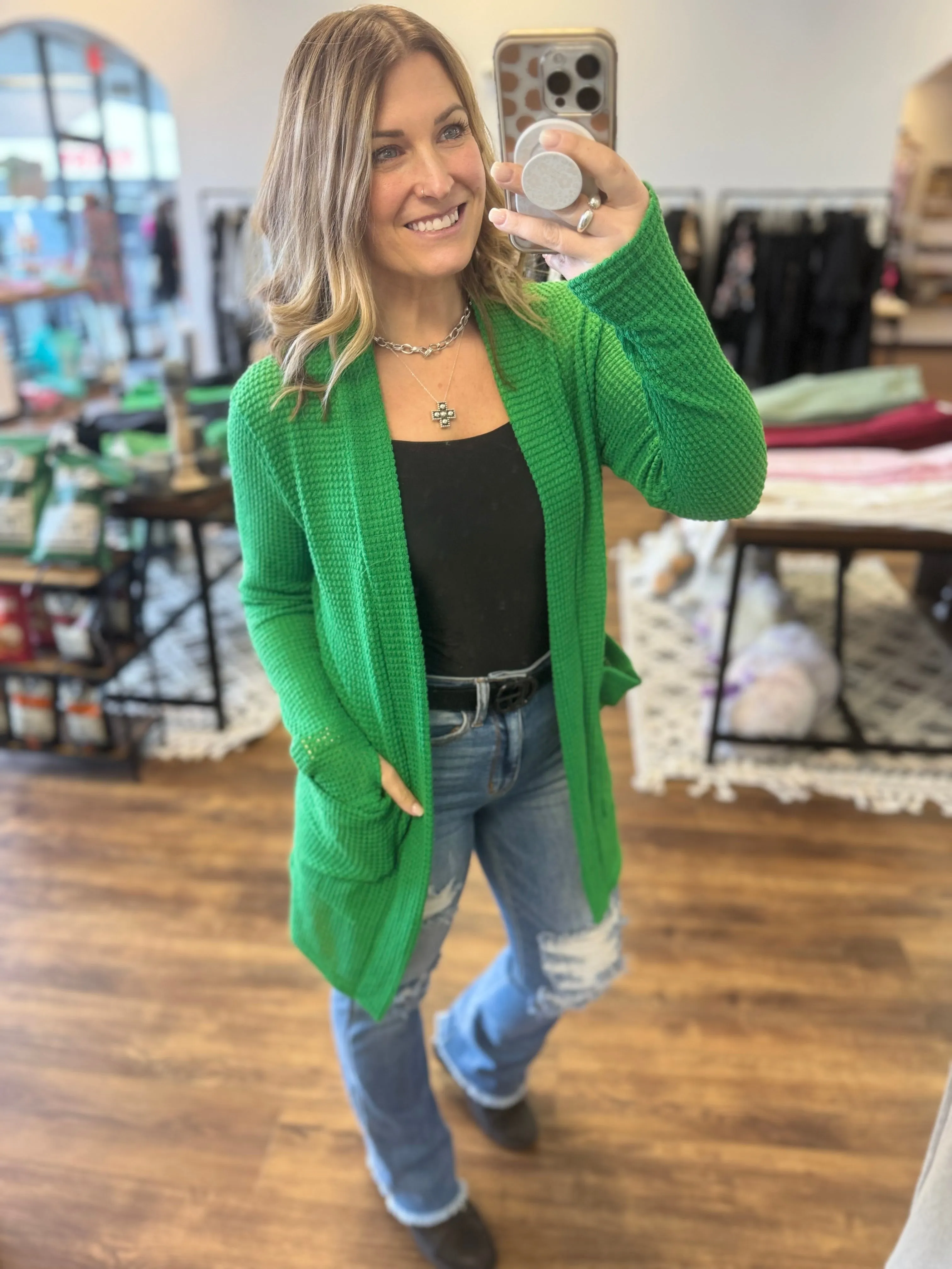 Lola Waffle Knit Cardigans with Thumbholes
