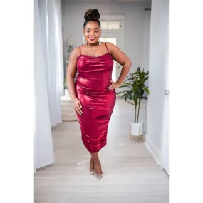 Metallic Midi Dress (Red)
