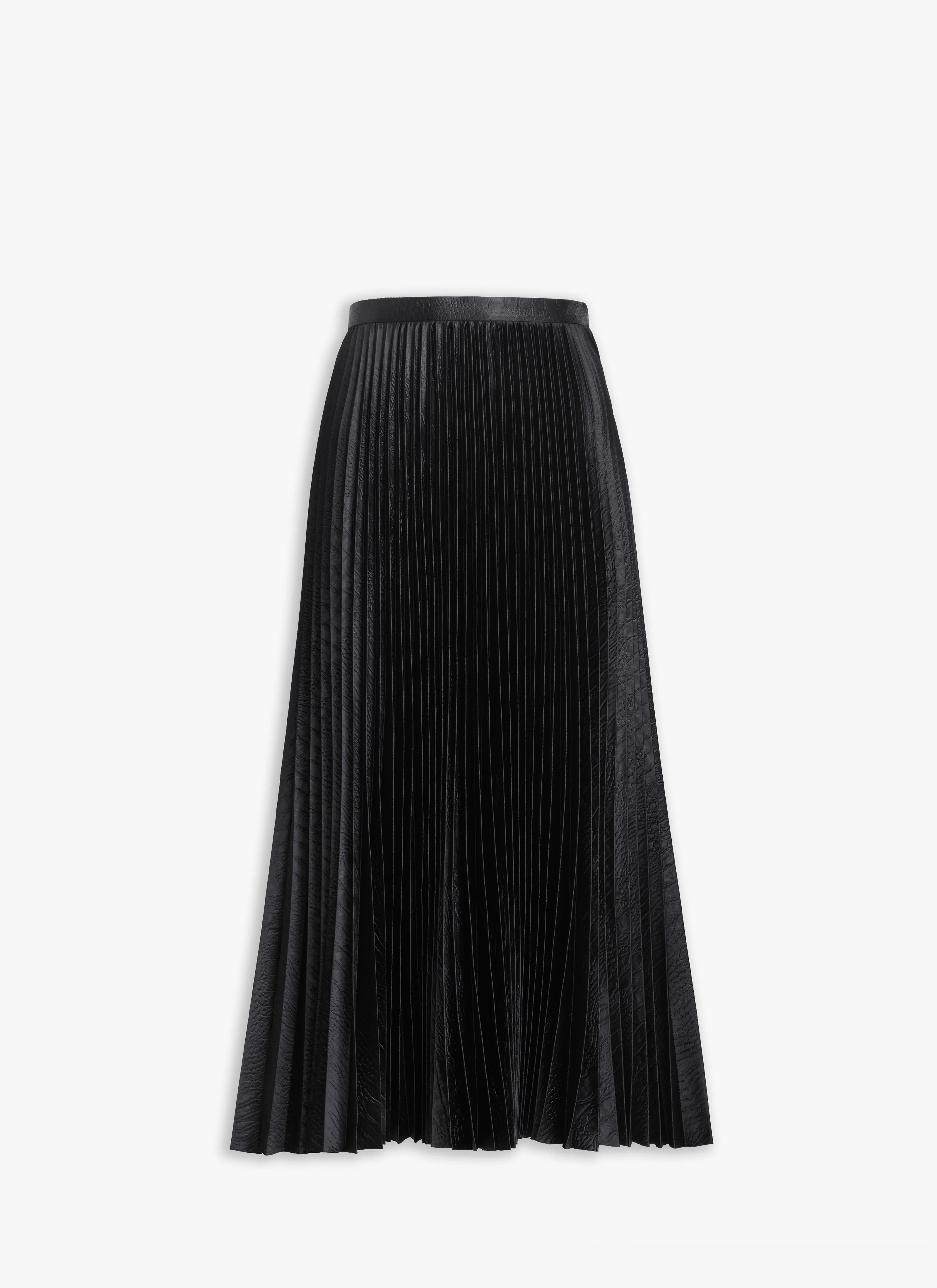 Midi Skirt in Pleated Embossed Croco