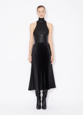 Midi Skirt in Pleated Embossed Croco