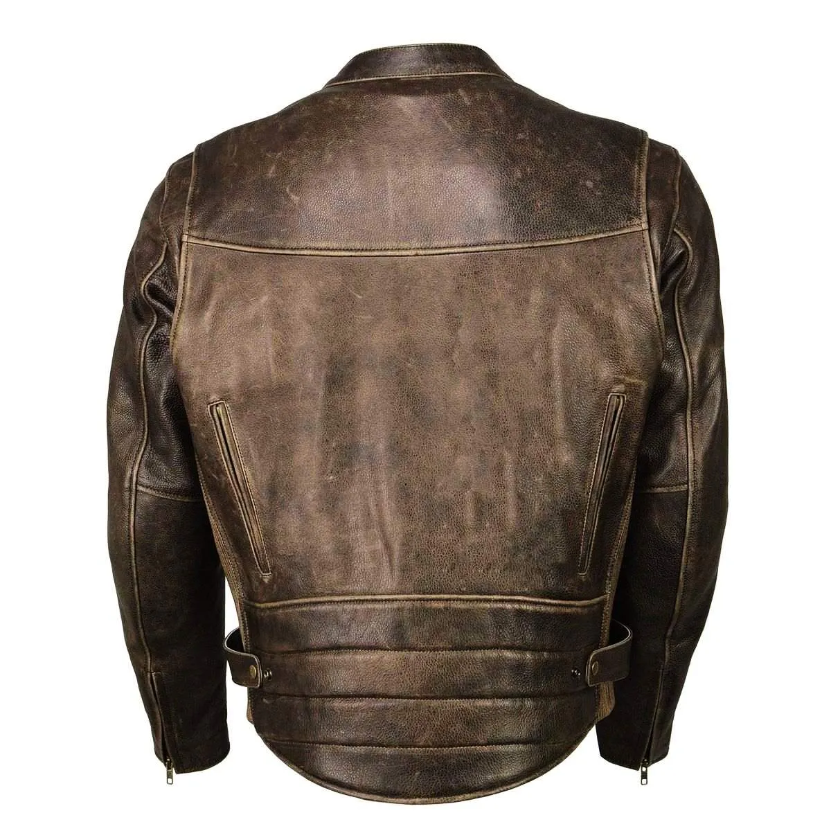 Milwaukee Leather MLM1503 Men's Distress Brown Racer Vented Moto Jacket