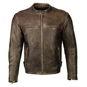Milwaukee Leather MLM1503 Men's Distress Brown Racer Vented Moto Jacket