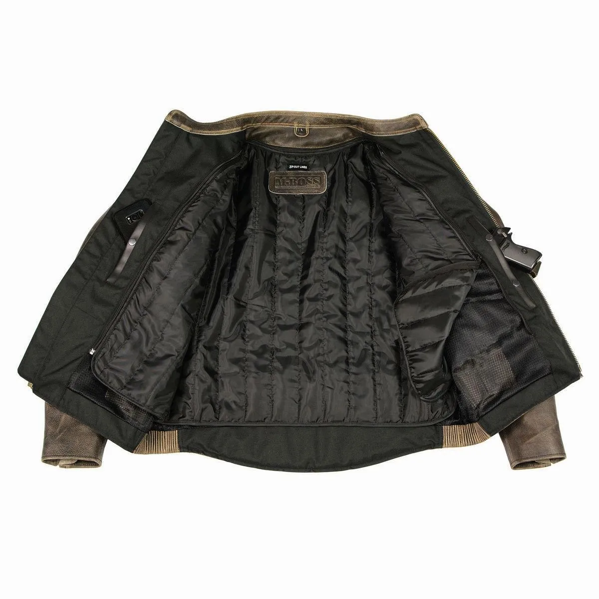 Milwaukee Leather MLM1503 Men's Distress Brown Racer Vented Moto Jacket