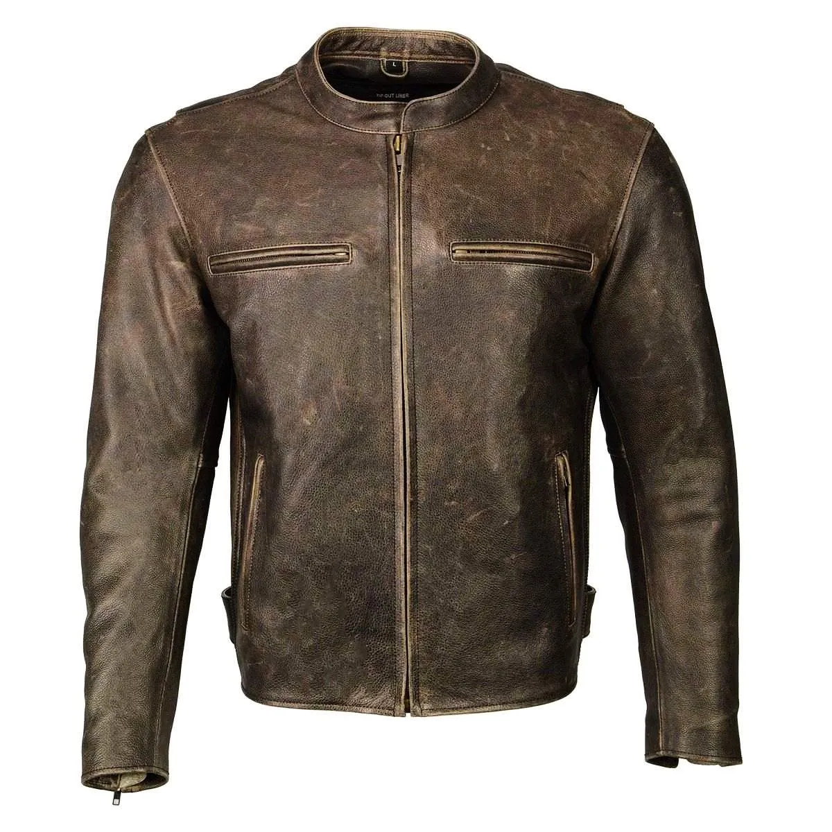 Milwaukee Leather MLM1503 Men's Distress Brown Racer Vented Moto Jacket