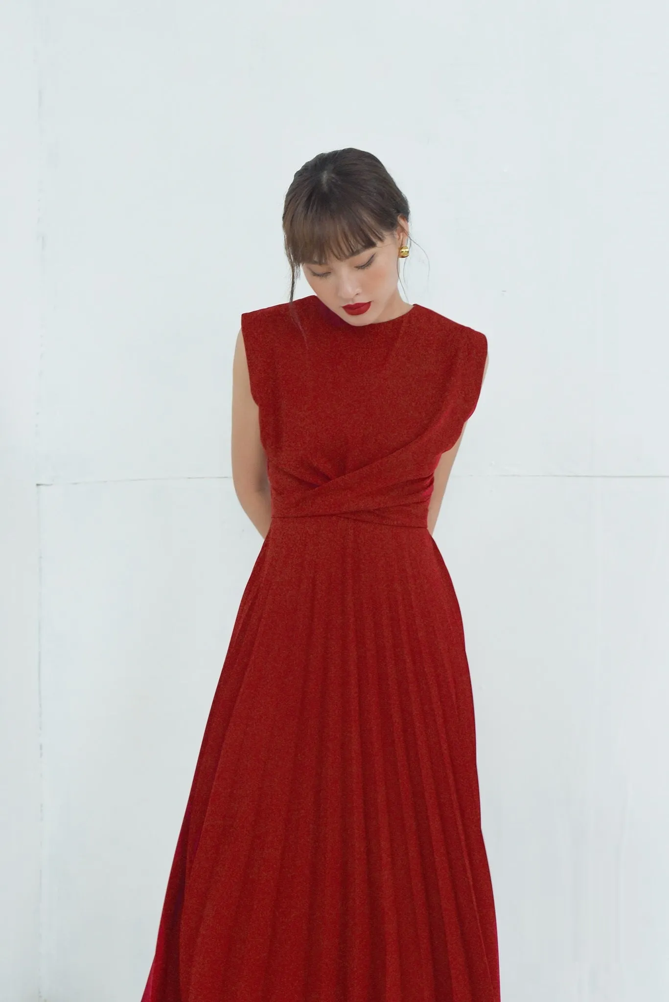 Moni Pleated Silk Dress