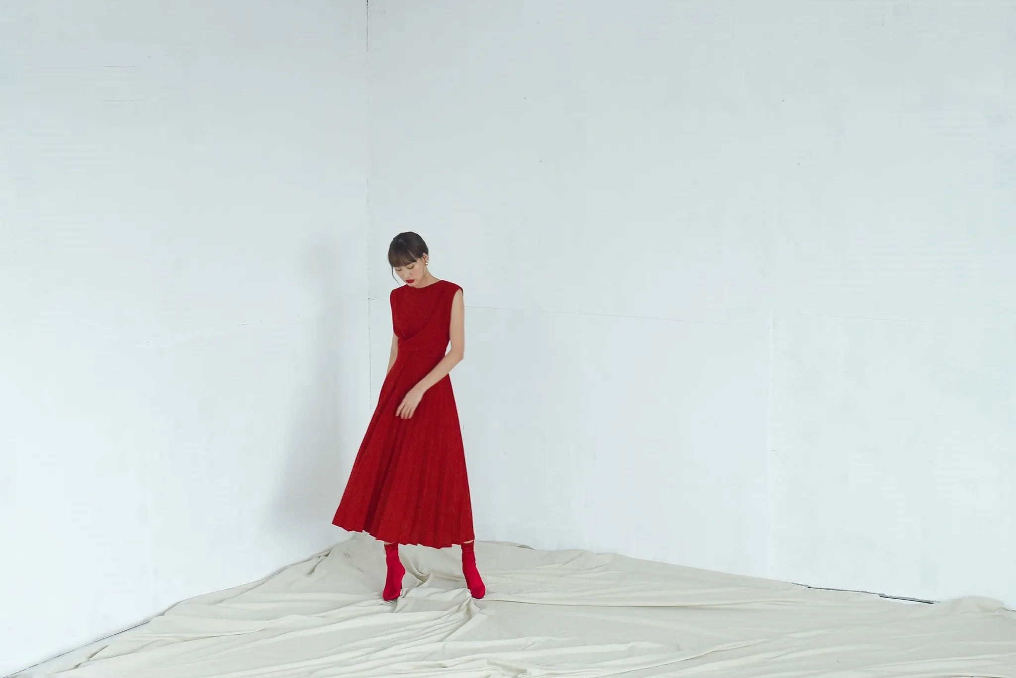 Moni Pleated Silk Dress