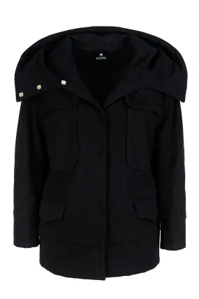 Oversized Black Jacket with Hood